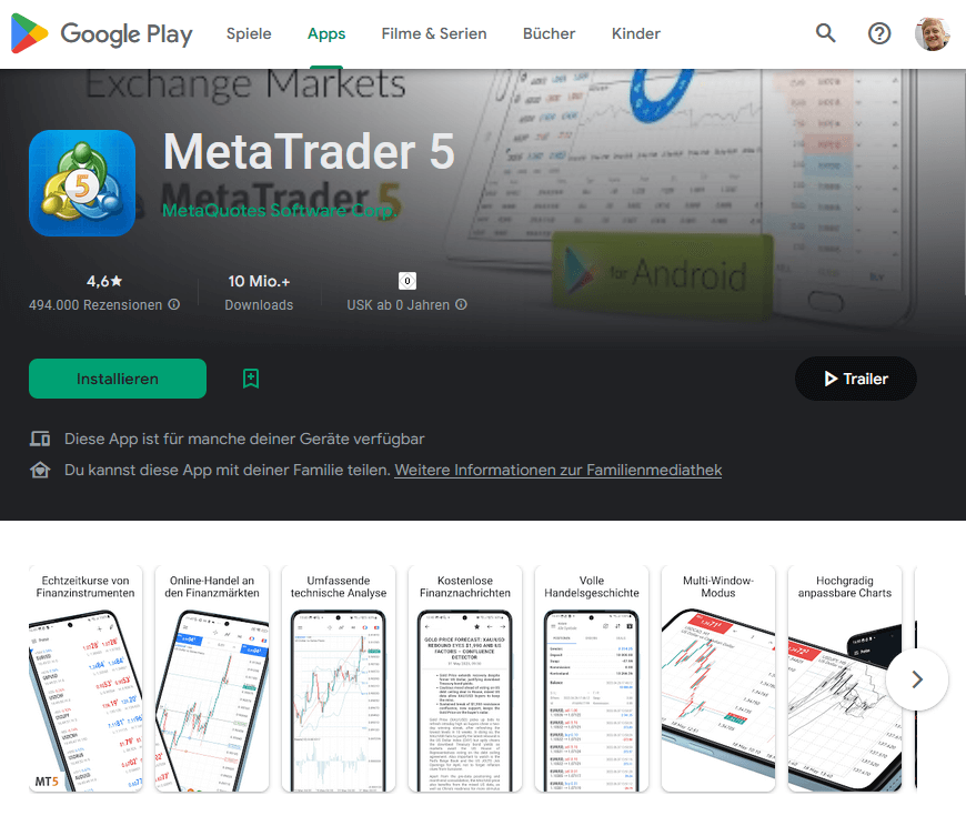 MetaTrader App-Download im Google Play Store